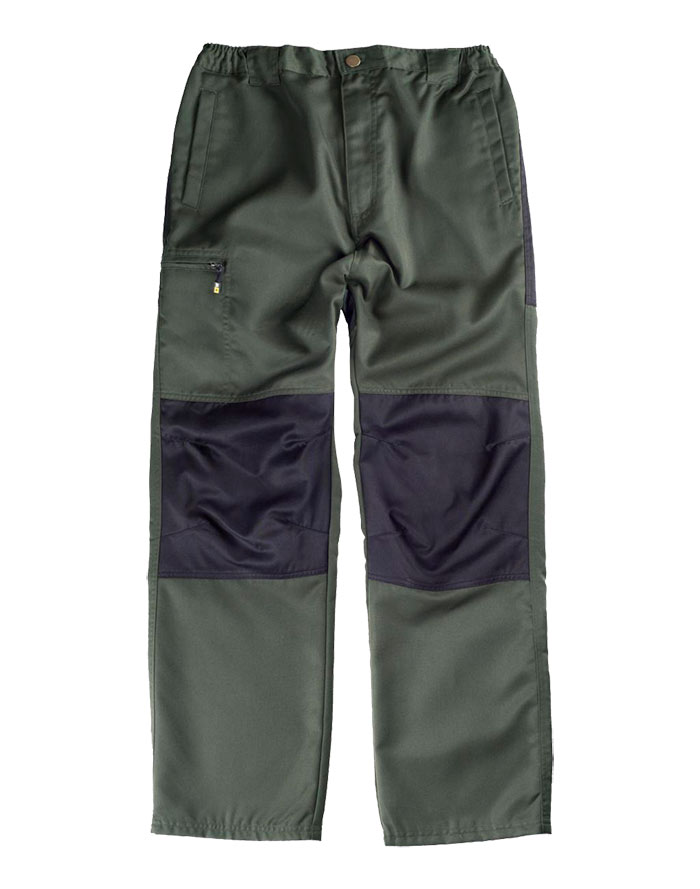 Pantalón rodilleras y culera verde kaki+negro